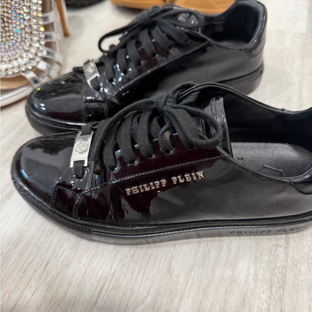 Philipp Plein Glossy Black Sneakers